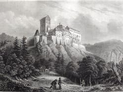 Karlštejn na rytině z roku 1860.