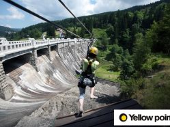 Zip line podél přehradní hráze Labská - Špindlerův Mlýn