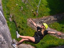 Zip line podél přehradní hráze Labská - Špindlerův Mlýn